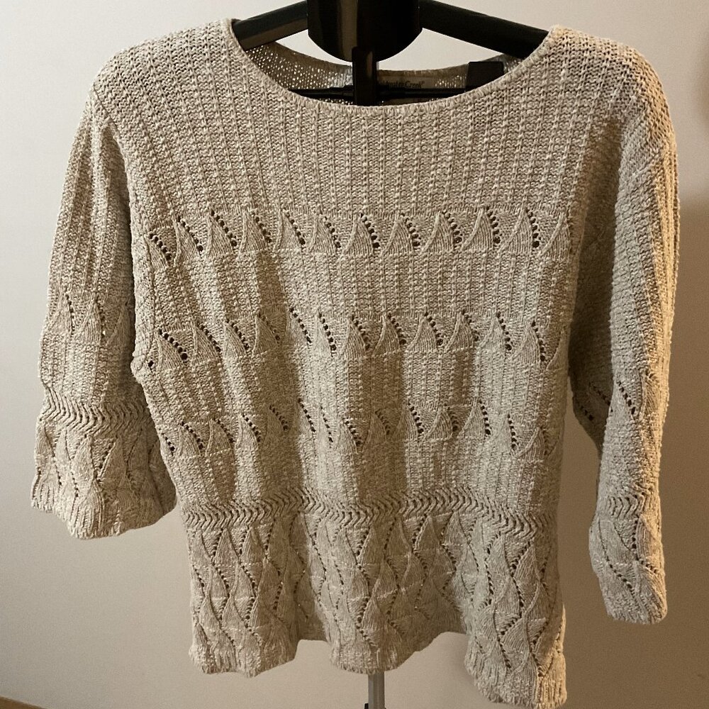 Coldwater Creek Multi-Stitch 3/4 Sleeve Sweater